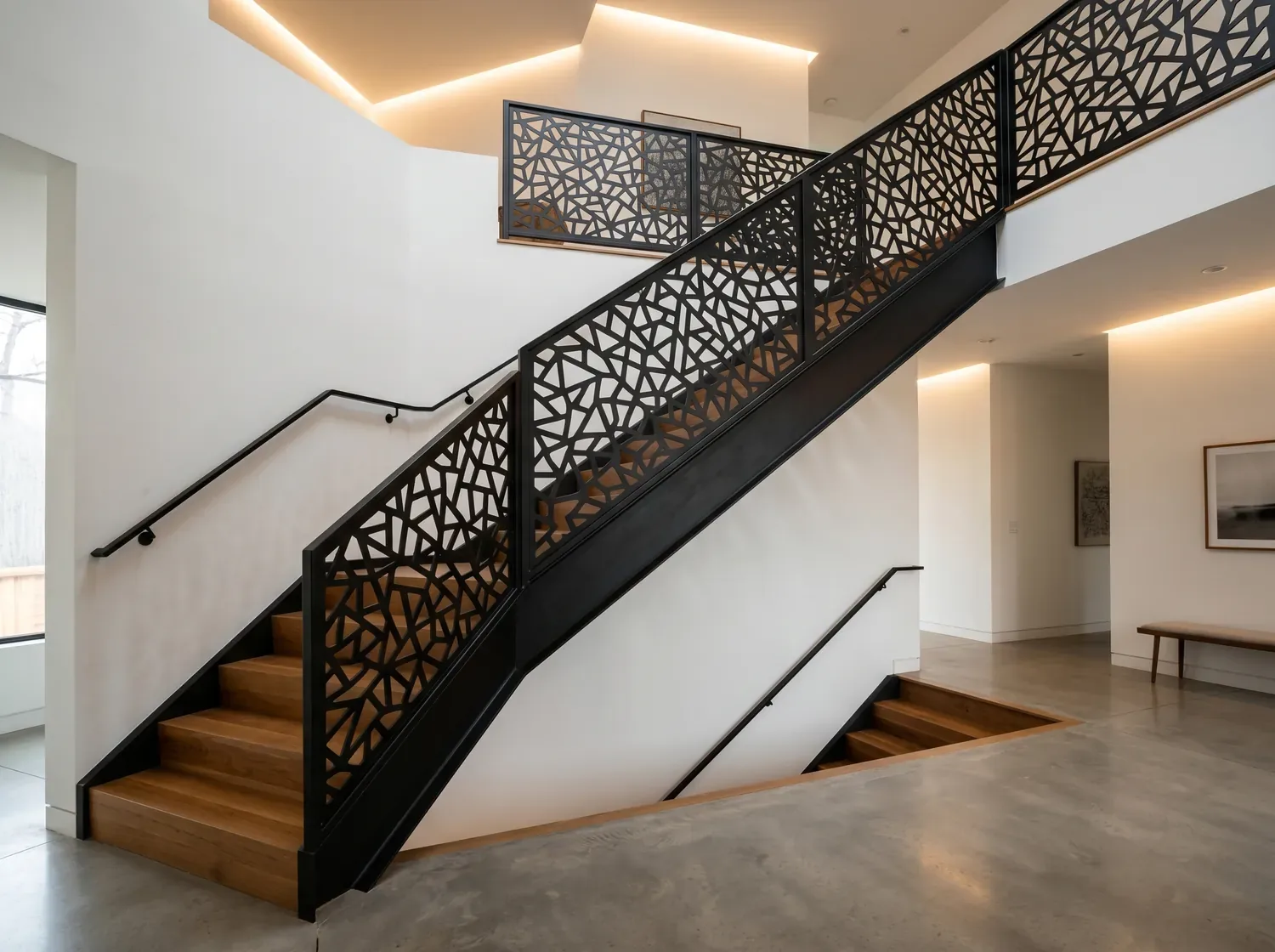Laser-cut stairway screen — Deco Zoosh